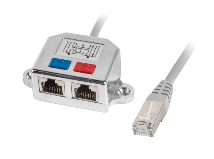 Adapter rodzielacz LAN RJ-45 - 2x RJ-45 FTP