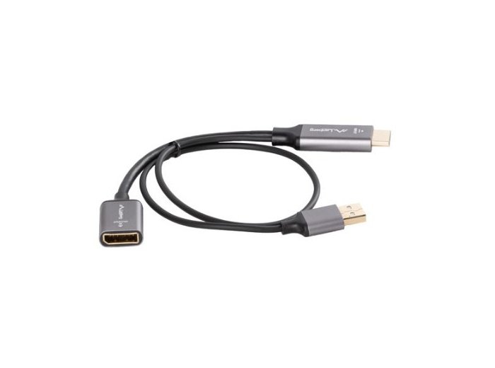 Adapter HDMI(M)-Displayport(F)4K na kablu 20cm srebrny
