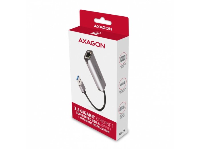 ADE-25R Karta sieciowa 2.5 Gigabit Ethernet, Realtek 8156, USB-A 3.2 Gen 1, automatyczna instalacja, szara