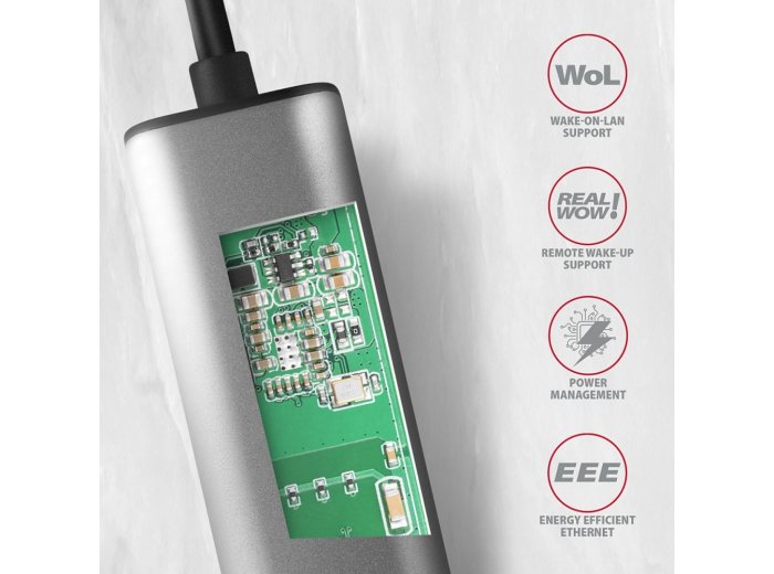 ADE-25RC Karta sieciowa 2.5 Gigabit Ethernet, Realtek 8156, USB-C 3.2 Gen 1, automatyczna instalacja, szara
