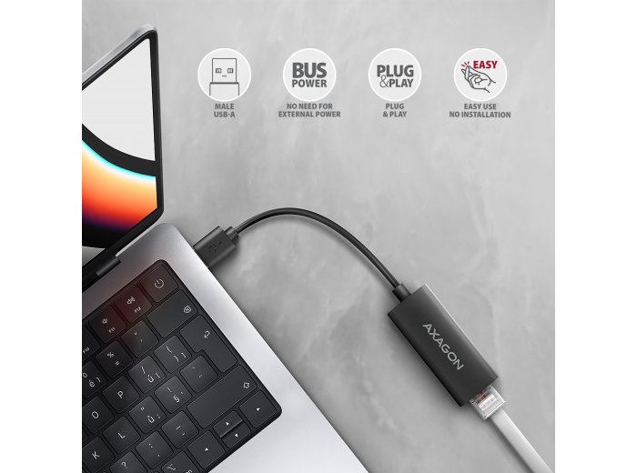 ADE-AR Karta sieciowa Gigabit Ethernet adapter, USB-A 3.2 Gen 1, instalacja automatyczna