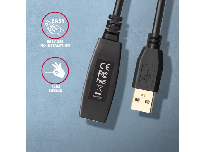 ADR-205 USB 2.0 A-M -> A-F aktywny kabel przedłużacz/wzmacniacz 5m