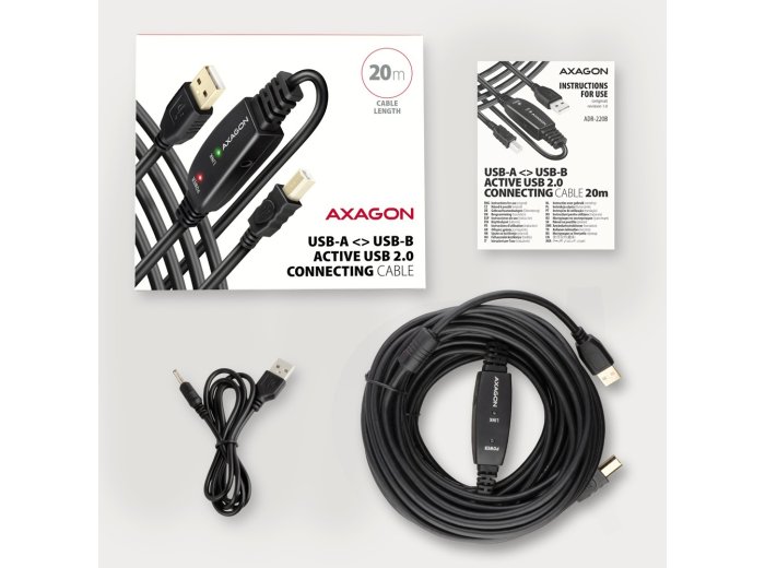 ADR-220B USB 2.0 A-M -> B-M aktywny kabel połączeniowy/wzmacniacz 20m