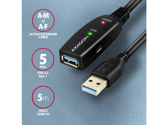 ADR-305 USB 3.0 A-M -> A-F aktywny kabel przedłużacz/wzmacniacz 5m