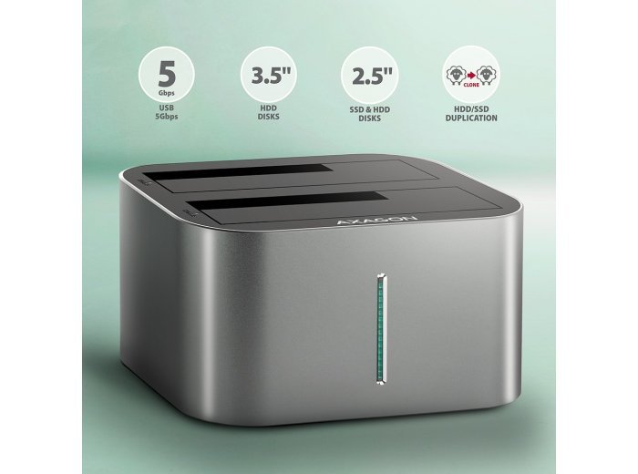 ADSA-DC Stacja dokująca USB 3.2 Gen 1 - 2x SATA 6G 2.5"/3.5" SSD/HDD