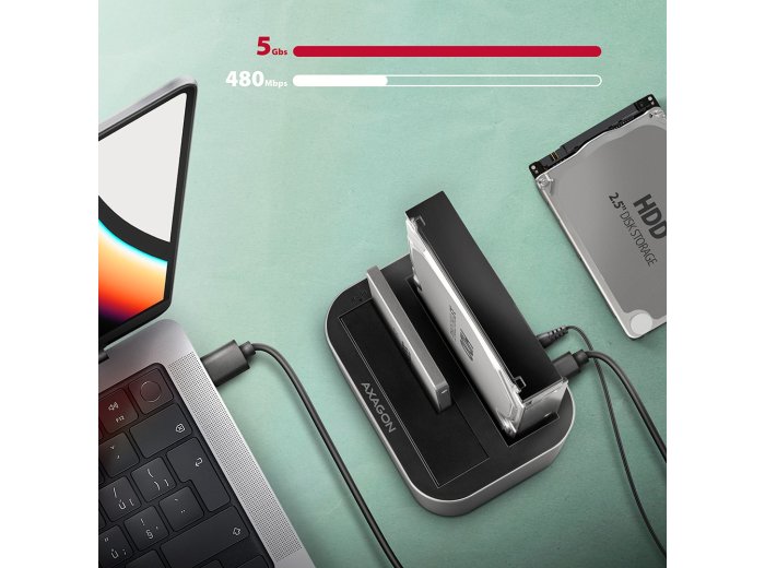 ADSA-DC Stacja dokująca USB 3.2 Gen 1 - 2x SATA 6G 2.5"/3.5" SSD/HDD
