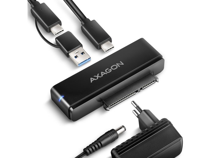 ADSA-FPX Adapter USB-C 10Gbps SATA 6G 2.5/3.5 cala SSD/HDD FASTPORT X, w tym zasilacz, 60cm USB-C/USB-A kabel