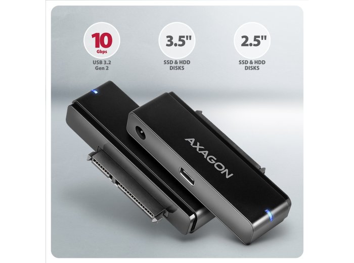 ADSA-FPX Adapter USB-C 10Gbps SATA 6G 2.5/3.5 cala SSD/HDD FASTPORT X, w tym zasilacz, 60cm USB-C/USB-A kabel