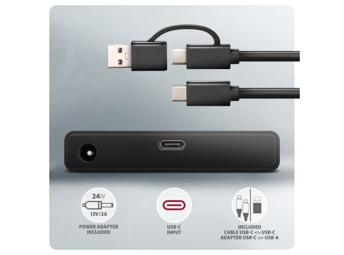 ADSA-FPX Adapter USB-C 10Gbps SATA 6G 2.5/3.5 cala SSD/HDD FASTPORT X, w tym zasilacz, 60cm USB-C/USB-A kabel