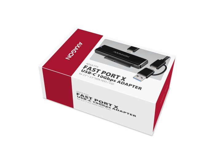 ADSA-FPX Adapter USB-C 10Gbps SATA 6G 2.5/3.5 cala SSD/HDD FASTPORT X, w tym zasilacz, 60cm USB-C/USB-A kabel