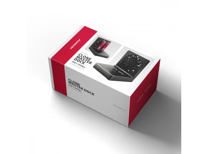 ADSA-M2C22 ALU Stacja dokująca USB-C 3.2 Gen2x2 dla 2x M.2 NVMe/SATA SSD z funkcją klonowania dysków bez komputera, z wentylatorem chłodzącym