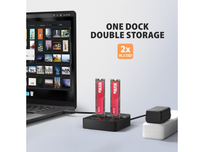 ADSA-M2C22L Stacja dokująca USB-C 3.2 Gen2x2 - 2 x NVMe M.2 20Gbps