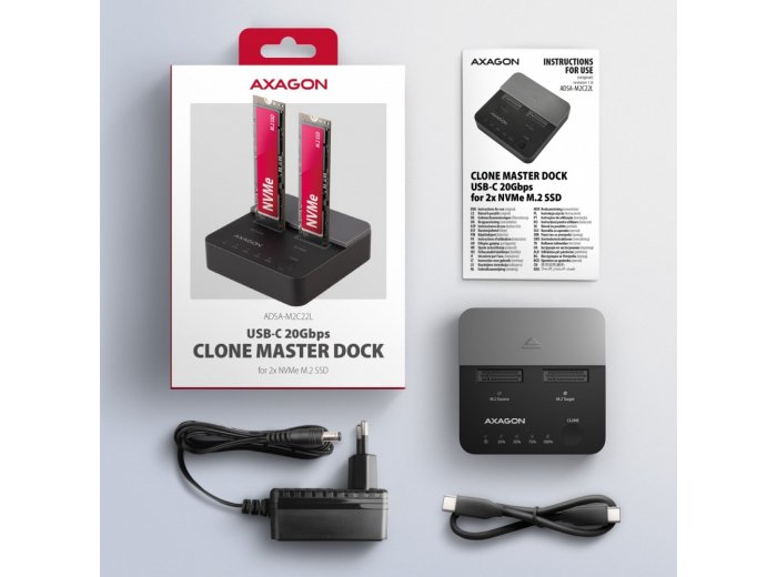 ADSA-M2C22L Stacja dokująca USB-C 3.2 Gen2x2 - 2 x NVMe M.2 20Gbps