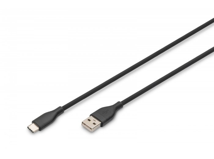 Kabel połączeniowy silikonowy USB-A - USB-C, USB 2.0 60W, 0,5m Czarny