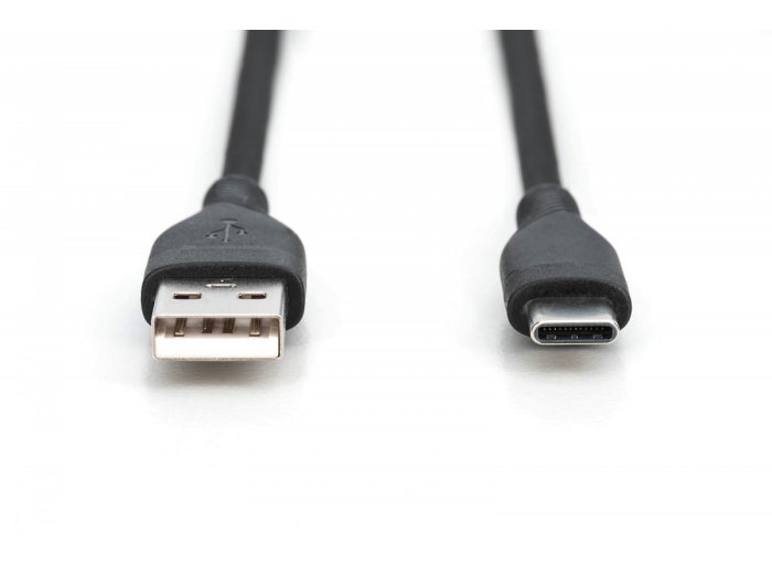 Kabel połączeniowy silikonowy USB-A - USB-C, USB 2.0 60W, 0,5m Czarny
