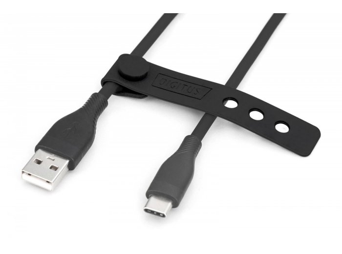 Kabel połączeniowy silikonowy USB-A - USB-C, USB 2.0 60W, 0,5m Czarny