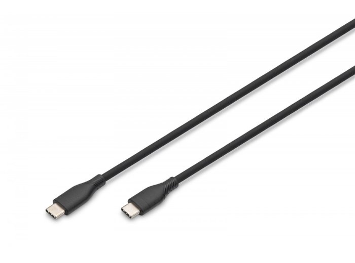 Kabel połączeniowy silikonowy USB-C - USB-C, USB 2.0 60W, 0,5m Czarny