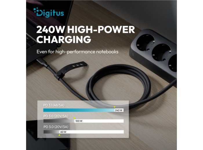 Kabel połączeniowy silikonowy USB-C-USB-C | USB 4 ver.2.0 80Gbps | 8K@60Hz | PD 3.1 240W| 0,5m | czarny