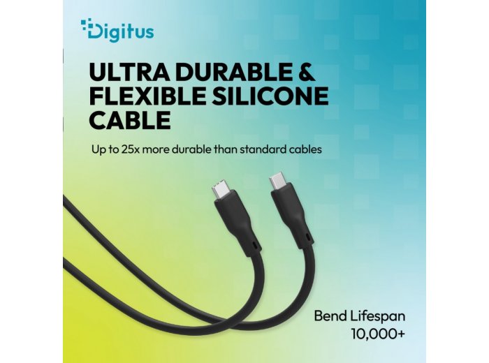 Kabel połączeniowy silikonowy USB-C-USB-C | USB 4 ver.2.0 80Gbps | 8K@60Hz | PD 3.1 240W| 1,5m | czarny