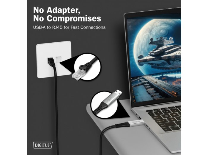 Kabel adapter USB-A - RJ45 Kat. 6A S/FTP, 1 Gbit/s, USB 3.2 Gen1, LSZH, 3m