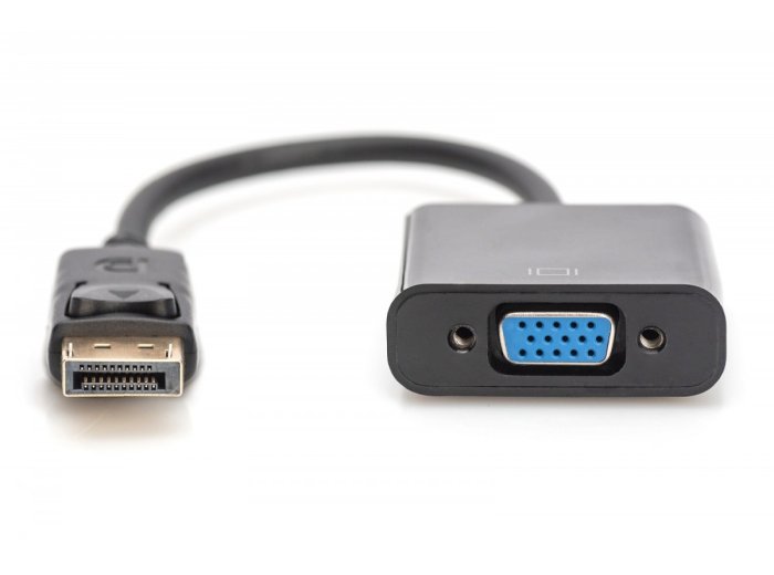 Kabel adapter Displayport z zatrzaskiem 1080p 60Hz FHD Typ DP/DSUB15 M/Ż 0,15m czarny