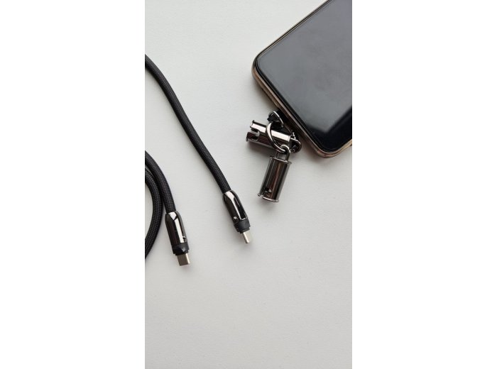 Kabel 2w1 USB C smycz 1m czarny