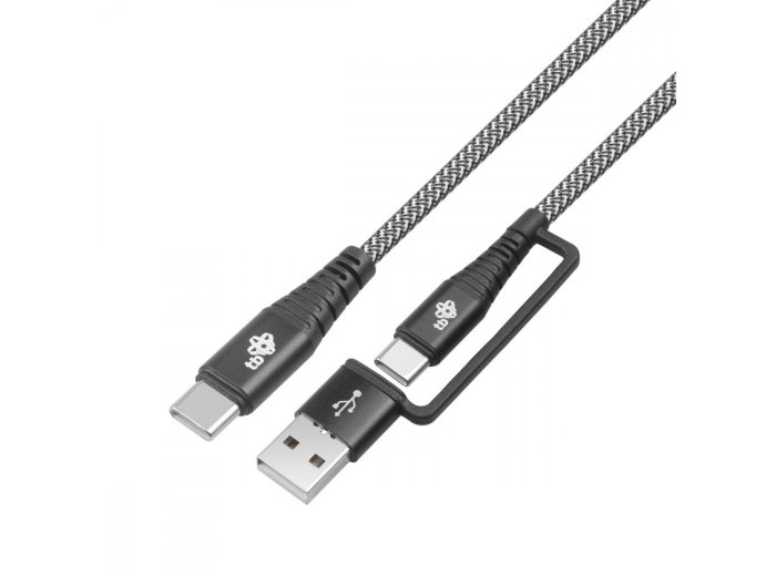 Kabel 2w1: USB C - USB C z nakładką USB A, 1.2 m