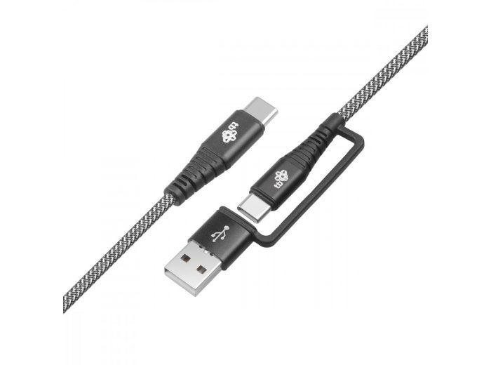 Kabel 2w1: USB C - USB C z nakładką USB A, 1.2 m