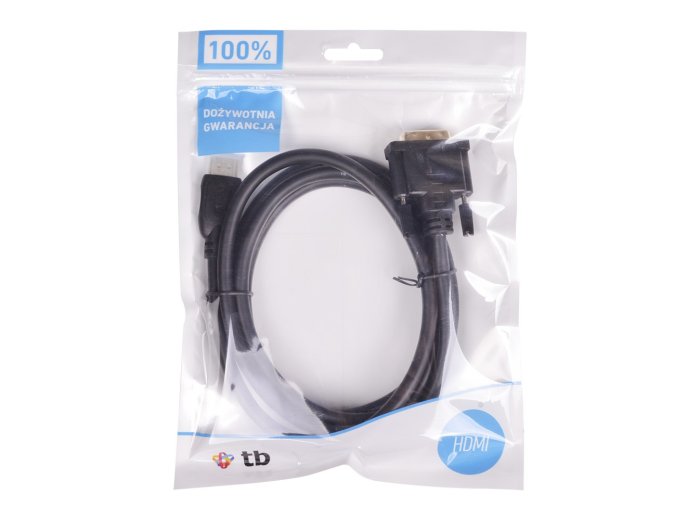 Kabel HDMI - DVI 1.8m DVI 24+1, pozłacany