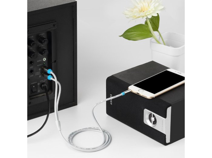Kabel audio 3,5 mm męski na 2RCA męski 1 m czarny