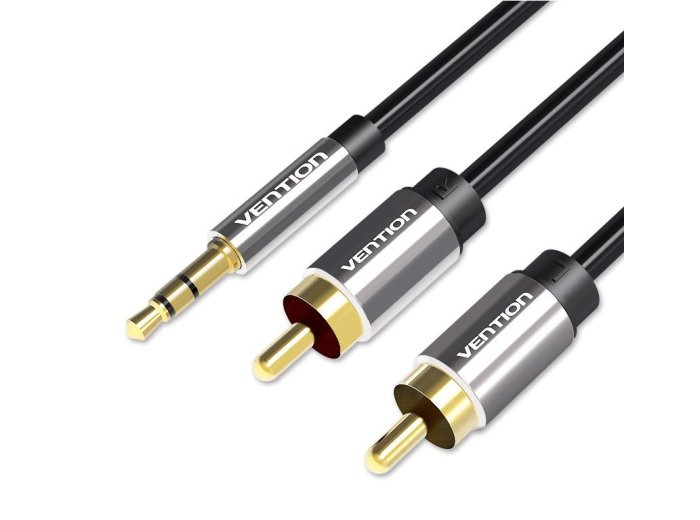 Kabel audio 3,5 mm męski na 2RCA męski 3 m czarny