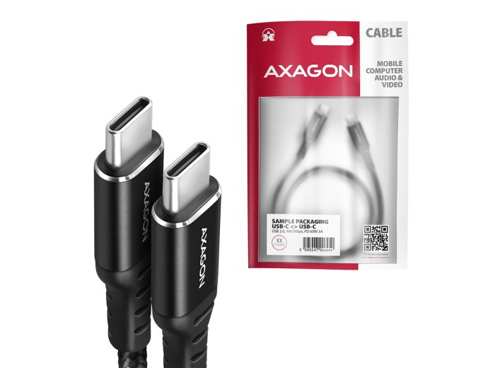 BUCM-CM15AB Kabel USB-C - USB-C 2.0, 1.5m, PD 60W, 3A, ALU, oplot Czarny