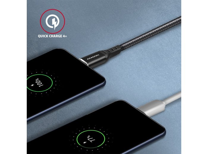 BUCM-CM30AB Kabel USB-C - USB-C 2.0, 3m, PD 60W, 3A, ALU, oplot, Czarny