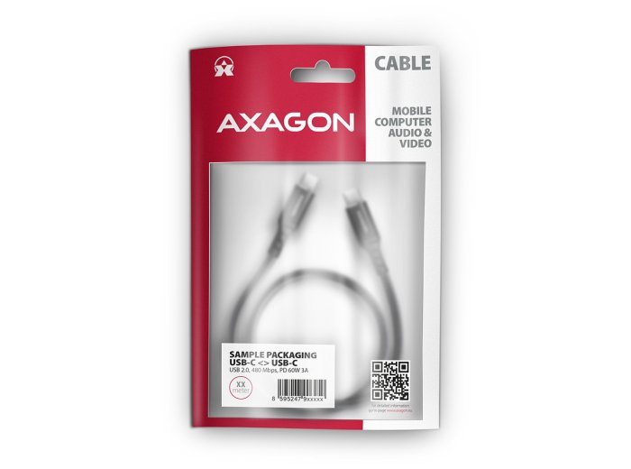 BUCM-CM30AB Kabel USB-C - USB-C 2.0, 3m, PD 60W, 3A, ALU, oplot, Czarny