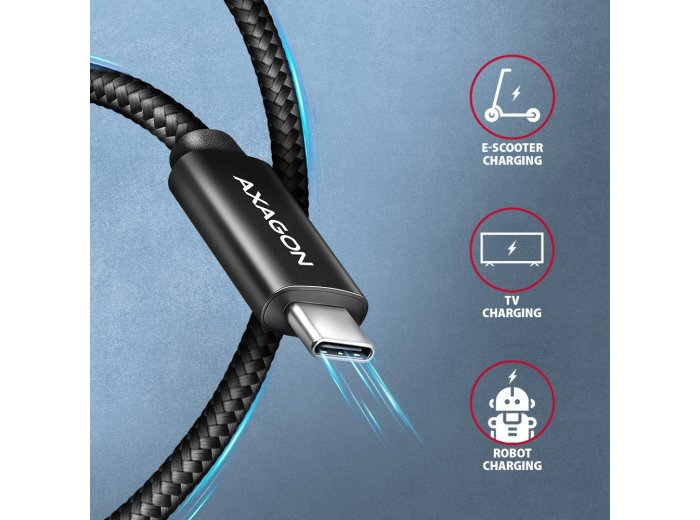 BUCM2-CM25AB Kabel USB-C - USB-C 2,5 m, USB 2.0, ładowanie PD 240W/PPS/QC4+/AFC/FCP, E-Marker, aluminiowe wtyki, w oplocie, czarny
