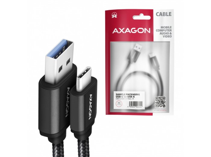 BUCM3-AM20AB Kabel USB-C - USB-A 3.2 Gen 1, 2m, 3A, ALU, oplot, czarny