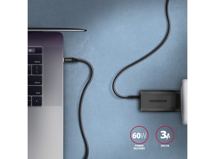 BUCM3-CM20AB Kabel USB-C - USB-C 3.2 Gen 1, 2m, PD 60W, 3A, ALU, oplot, czarny
