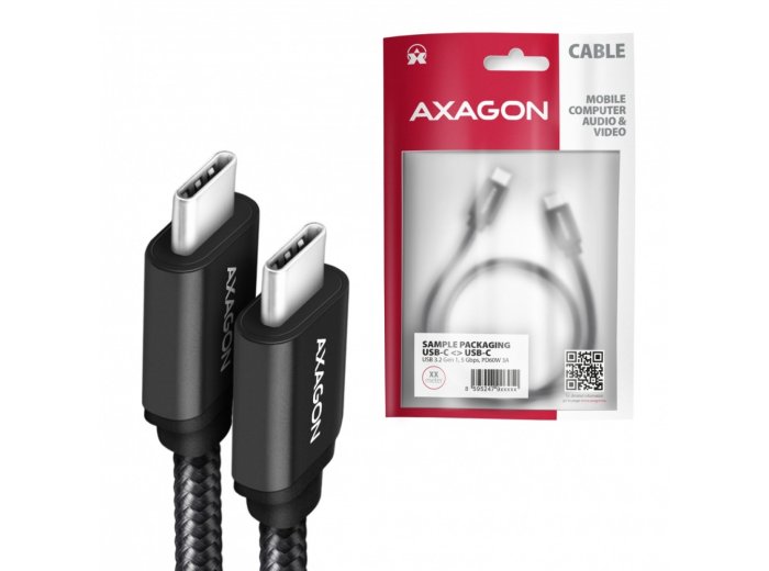 BUCM3-CM20AB Kabel USB-C - USB-C 3.2 Gen 1, 2m, PD 60W, 3A, ALU, oplot, czarny