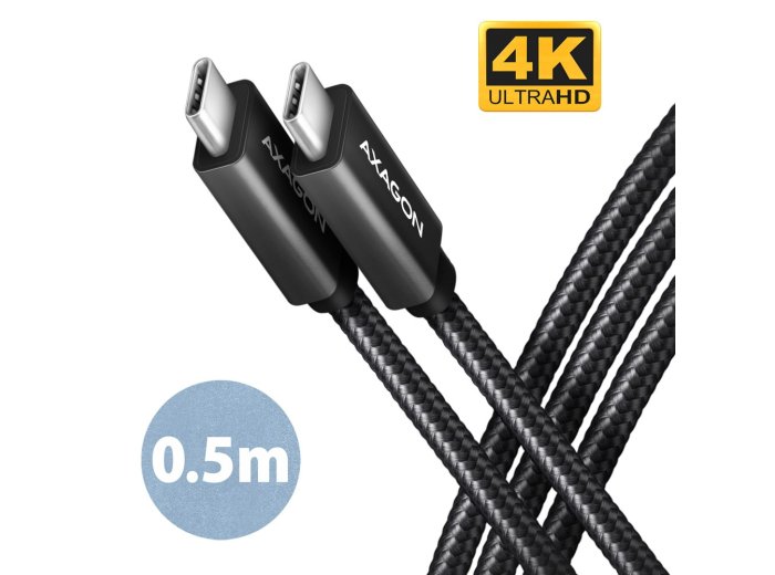 BUCM32-CM05AB Kabel USB-C - USB-C 3.2 Gen 2 0.5m, PD 100W, 5A, 4K HD, ALU, oplot, czarny