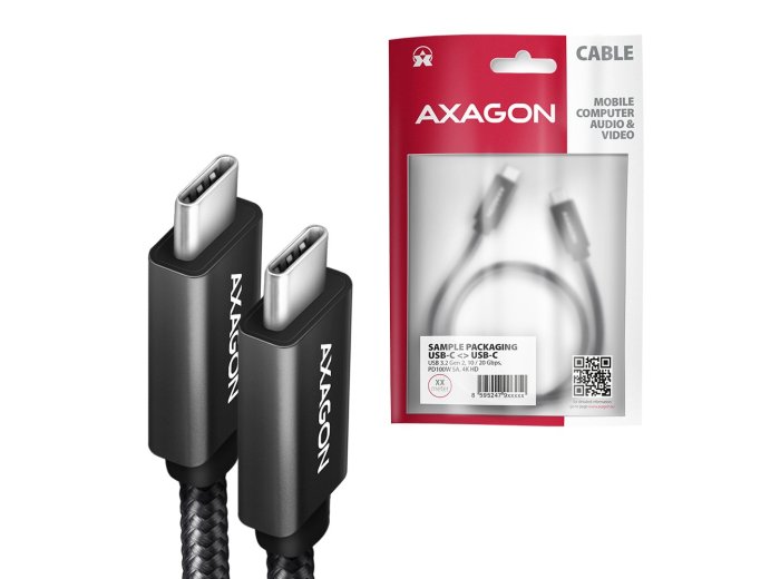 BUCM32-CM05AB Kabel USB-C - USB-C 3.2 Gen 2 0.5m, PD 100W, 5A, 4K HD, ALU, oplot, czarny