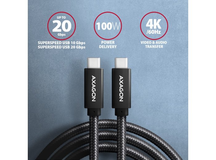 BUCM32-CM15AB Kabel USB-C - USB-C 1,5 m, USB 20Gbps, ładowanie PD 100W/PPS/QC4+/AFC, wideo 4K/60Hz, E-Marker, aluminiowe wtyki, w oplocie, czarny