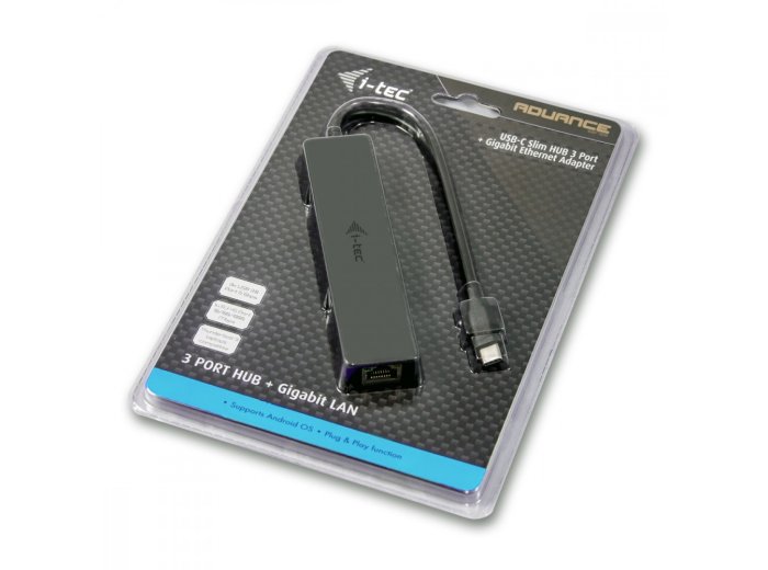 USB-C Slim 3-port HUB z adapterem Gigabit Ethernet