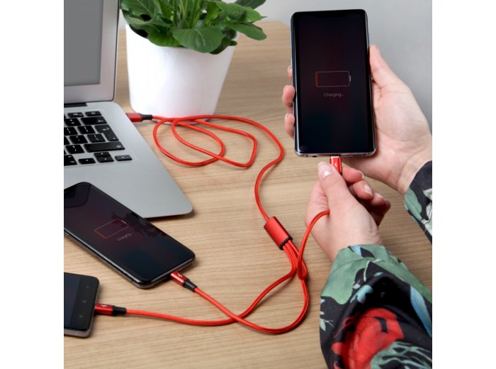 Kabel ładujący 3-in-1 USB - USB-C/microUSB/Lightning, 1,2m; C4049RD
