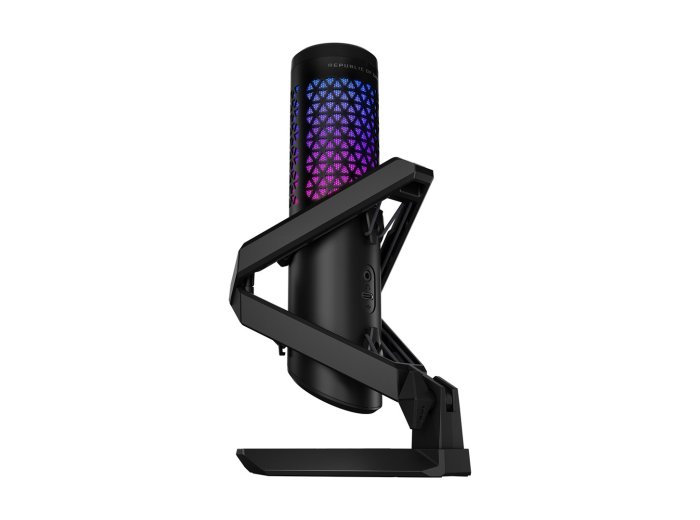 ASUS ROG Carnyx USB Gaming Microphone (25mm condenser capsule, 192kHz/24-bit, cardioid, high-pass filter, built-in pop filter, metal shock mount, one-touch mute, USB, Aura Sync RGB)- Black