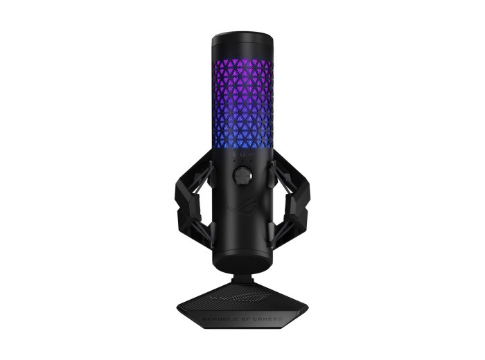 ASUS ROG Carnyx USB Gaming Microphone (25mm condenser capsule, 192kHz/24-bit, cardioid, high-pass filter, built-in pop filter, metal shock mount, one-touch mute, USB, Aura Sync RGB)- Black