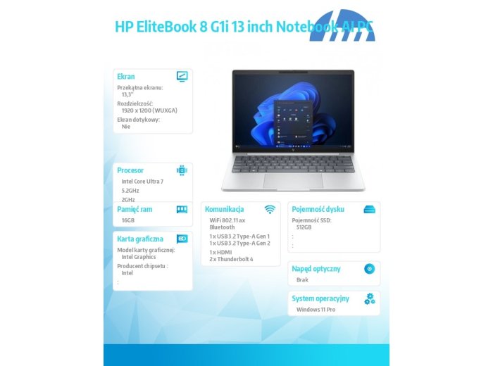 Laptop EliteBook 8 G1i U7-255U 512GB/16GB/W11P/13.3 C51LBET