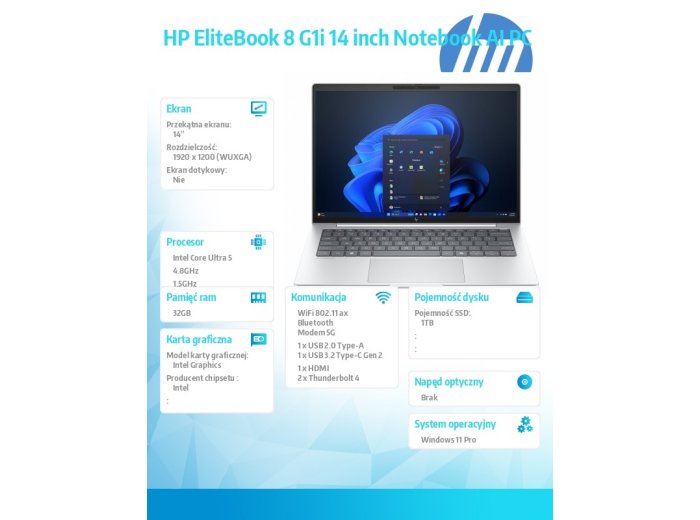 Laptop EliteBook 8 G1i U5-225U 1TB/32GB/W11P/14.0 C51LTET