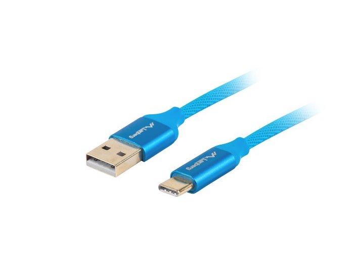 Kabel Lanberg Premium QC 3.0 CA-USBO-22CU-0010-BL (USB 2.0 typu A M - USB typu C M; 1m; kolor niebieski)