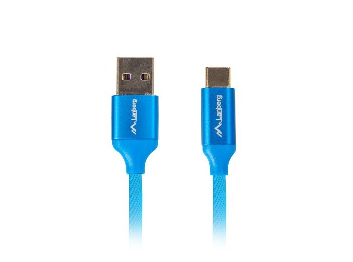 Kabel Lanberg Premium QC 3.0 CA-USBO-22CU-0010-BL (USB 2.0 typu A M - USB typu C M; 1m; kolor niebieski)