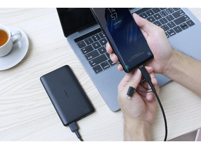 CB-BAL5 3w1 kabel micro USB | USB-C | Lightning | 1.2m nylonowy oplot czarny